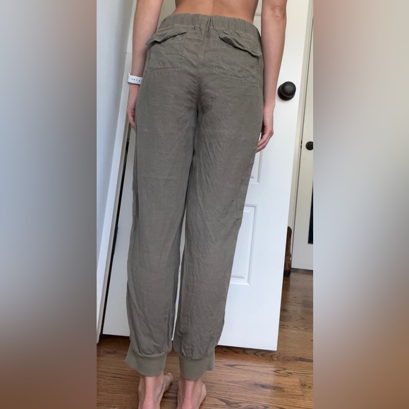 Grey/Green Jogger-Style Linen Pants - Picture 4 of 8